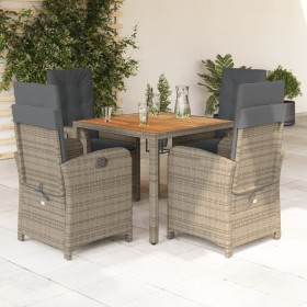 5-teiliges Garten-Esszimmerset mit synthetischen Rattankissen grau von , Gartensets - Ref: Foro24-3212241, Preis: 682,84 €, R...