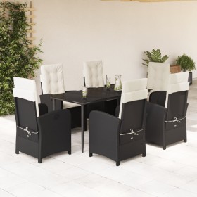 7-teiliges Garten-Esszimmerset und Kissen synthetisches Rattan schwarz von , Gartensets - Ref: Foro24-3212295, Preis: 807,99 ...