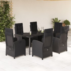 7-teiliges Garten-Esszimmerset und Kissen synthetisches Rattan schwarz von , Gartensets - Ref: Foro24-3212325, Preis: 969,99 ...