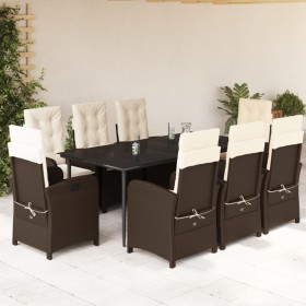 Garden dining set 9 pieces with brown synthetic rattan cushions by , Garden sets - Ref: Foro24-3212338, Price: 1,00 €, Discou...