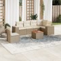 Set sofás de jardín 7 piezas y cojines ratán sintético beige de , Conjuntos de jardín - Ref: Foro24-3257801, Precio: 534,99 €...