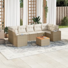 Garden sofa set with beige cushions, 8 pieces, PE rattan. by , Garden sets - Ref: Foro24-3257689, Price: 618,78 €, Discount: %