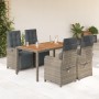 5-teiliges Garten-Esszimmerset mit synthetischen Rattankissen grau von , Gartensets - Ref: Foro24-3212482, Preis: 757,05 €, R...