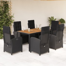 Set de comedor de jardín 7 pzas y cojines ratán sintético negro de , Conjuntos de jardín - Ref: Foro24-3212477, Precio: 992,6...