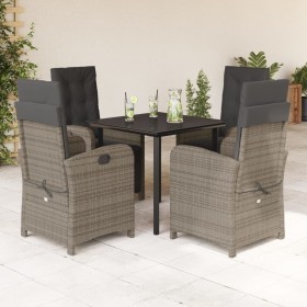 5-teiliges Garten-Esszimmerset mit synthetischen Rattankissen grau von , Gartensets - Ref: Foro24-3212564, Preis: 670,99 €, R...