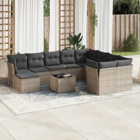 Garden sofa set 11 pieces and gray synthetic rattan cushions by , Garden sets - Ref: Foro24-3250439, Price: 697,35 €, Discoun...