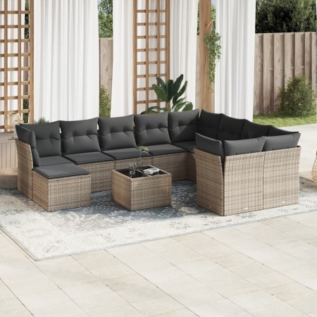 Garden sofa set 11 pieces and gray synthetic rattan cushions by , Garden sets - Ref: Foro24-3250439, Price: 656,74 €, Discoun...