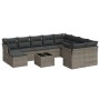 Garden sofa set 11 pieces and gray synthetic rattan cushions by , Garden sets - Ref: Foro24-3250439, Price: 656,74 €, Discoun...