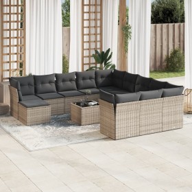 Set of garden sofas with 13 pieces of gray synthetic rattan cushions by , Garden sets - Ref: Foro24-3250479, Price: 856,28 €,...