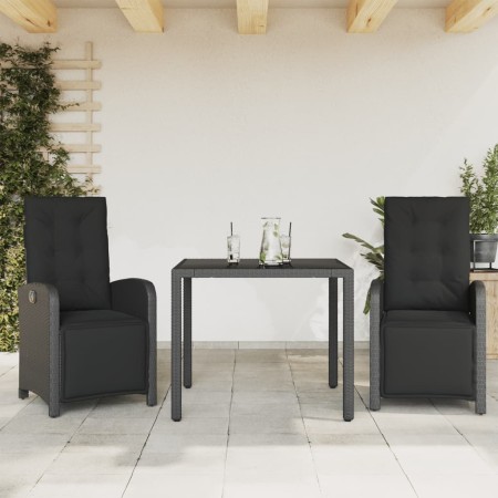 Tisch und Stühle mit Kissen 3 Stück synthetisches Rattan schwarz von , Gartensets - Ref: Foro24-3212456, Preis: 356,21 €, Rab...