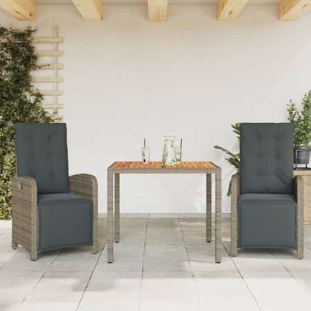 Gartenstühle und Tisch mit Kissen 3 Stück PE Rattangrau von , Gartensets - Ref: Foro24-3212480, Preis: 382,99 €, Rabatt: %