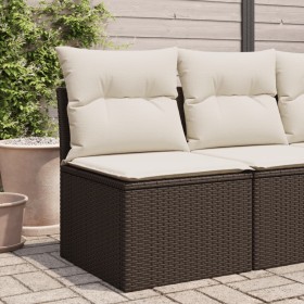 Silla de jardín sin reposabrazos con cojines ratán PE marrón de , Sofás de exterior - Ref: Foro24-366215, Precio: 58,99 €, De...