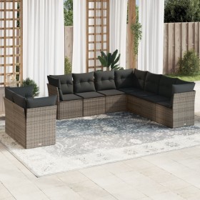 9-teiliges Gartenmöbel-Set und Kissen synthetisches Rattangrau von , Gartensets - Ref: Foro24-3249679, Preis: 571,99 €, Rabat...