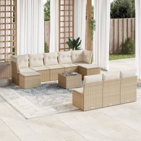 Set de sofás de jardín 11pzas con cojines ratán sintético beige de , Conjuntos de jardín - Ref: Foro24-3250137, Precio: 719,5...