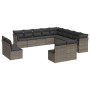 Set of garden sofas with 13 pieces of gray synthetic rattan cushions by , Garden sets - Ref: Foro24-3250329, Price: 821,61 €,...