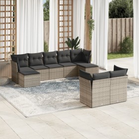 Garden furniture set 9 pieces and gray synthetic rattan cushions by , Garden sets - Ref: Foro24-3250149, Price: 564,31 €, Dis...