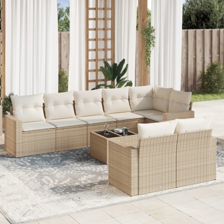 Set de sofás de jardín 9 pzas con cojines ratán sintético beige de , Sofás modulares de exterior - Ref: Foro24-3251565, Preci...