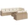 9-teiliges Gartensofa-Set mit beigen synthetischen Rattankissen von , Modulare Sofas für den Außenbereich - Ref: Foro24-32515...