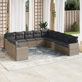 11-teilige Gartensofagarnitur und graue synthetische Rattankissen von , Modulare Sofas für den Außenbereich - Ref: Foro24-325...