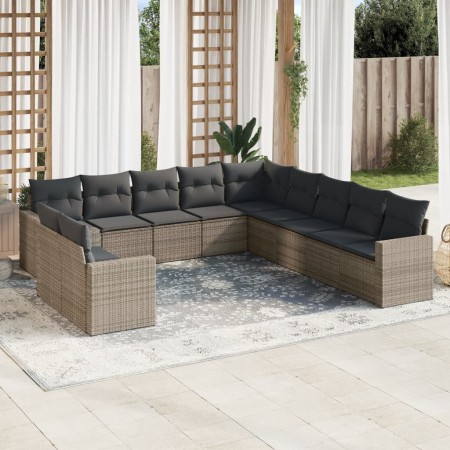 Set de sofás de jardín 11 pzas y cojines ratán sintético gris de , Sofás modulares de exterior - Ref: Foro24-3251527, Precio:...