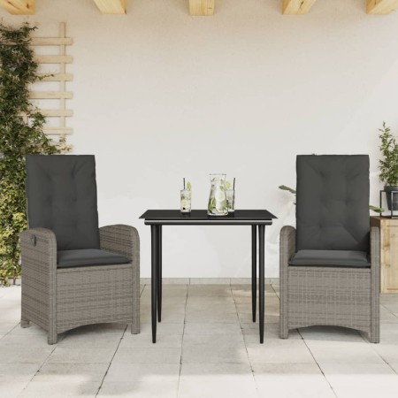 3-piece garden dining set with gray synthetic rattan cushions by , Garden sets - Ref: Foro24-3212350, Price: 420,50 €, Discou...