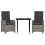 3-piece garden dining set with gray synthetic rattan cushions by , Garden sets - Ref: Foro24-3212350, Price: 420,50 €, Discou...