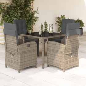 5-teiliges Garten-Esszimmerset mit synthetischen Rattankissen grau von , Gartensets - Ref: Foro24-3212463, Preis: 674,18 €, R...