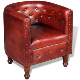 Brown genuine leather cube design armchair by , Armchairs - Ref: Foro24-243677, Price: 256,99 €, Discount: %