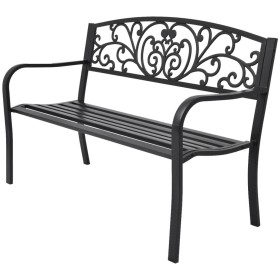 Black cast iron garden bench 127 cm by , garden benches - Ref: Foro24-42168, Price: 158,99 €, Discount: %