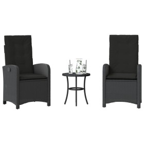 Table and chairs with cushions 3 pieces black synthetic rattan by , Garden sets - Ref: Foro24-365177, Price: 312,68 €, Discou...