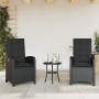 Tisch und Stühle mit Kissen, 3 Stück, schwarzes synthetisches Rattan von , Gartensets - Ref: Foro24-365177, Preis: 312,68 €, ...