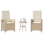 Garden chairs and table 3 pieces synthetic rattan beige cushion by , Garden sets - Ref: Foro24-365180, Price: 316,75 €, Disco...