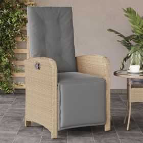 Sillón reclinable de jardín con reposapiés ratán PE beige mixto de , Sillas de jardín - Ref: Foro24-365189, Precio: 207,99 €,...