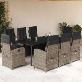 Garden dining set 9 pieces and gray synthetic rattan cushions by , Garden sets - Ref: Foro24-3212569, Price: 1,00 €, Discount: %