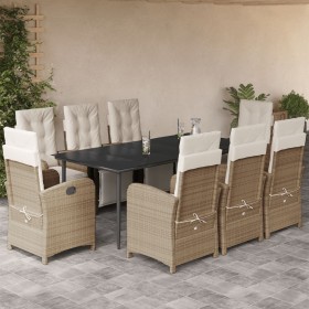 9-teiliges Garten-Esszimmer-Set mit Kissen synthetisches Rattan beige von , Gartensets - Ref: Foro24-3212576, Preis: 1,00 €, ...