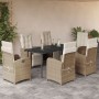 Set comedor de jardín 7 pzas con cojines ratán sintético beige de , Conjuntos de jardín - Ref: Foro24-3212574, Precio: 996,88...