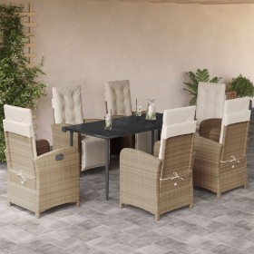 7-teiliges Garten-Esszimmer-Set mit Kissen synthetisches Rattan beige von , Gartensets - Ref: Foro24-3212574, Preis: 1,00 €, ...