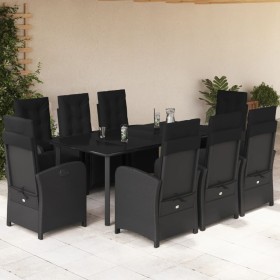 Set de comedor de jardín 9 pzas y cojines ratán sintético negro de , Conjuntos de jardín - Ref: Foro24-3212541, Precio: 1,00 ...