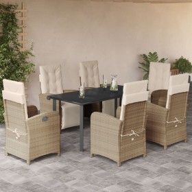 7-teiliges Garten-Esszimmer-Set mit Kissen synthetisches Rattan beige von , Gartensets - Ref: Foro24-3212581, Preis: 1,00 €, ...