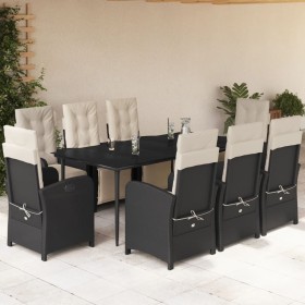 Set de comedor de jardín 9 pzas y cojines ratán sintético negro de , Conjuntos de jardín - Ref: Foro24-3212520, Precio: 1,00 ...