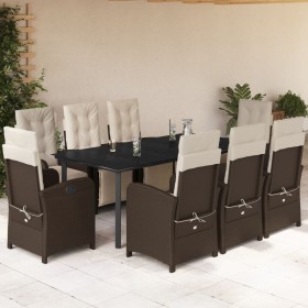 Set comedor para jardín 9 pzas y cojines ratán sintético marrón de , Conjuntos de jardín - Ref: Foro24-3212555, Precio: 1,00 ...