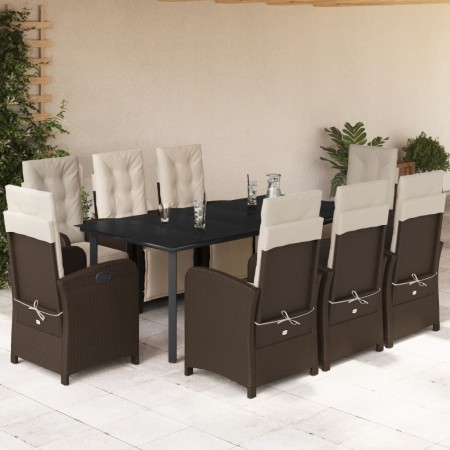 Garden dining set 9 pieces with brown synthetic rattan cushions by , Garden sets - Ref: Foro24-3212555, Price: 1,00 €, Discou...