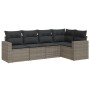 Set Gartensofas mit Kissen 5 Stück synthetisches Rattangrau von , Modulare Sofas für den Außenbereich - Ref: Foro24-3251267, ...