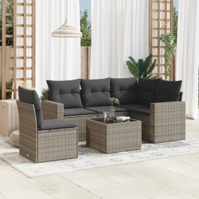 6-piece garden furniture set with gray synthetic rattan cushions by , Modular outdoor sofas - Ref: Foro24-3251317, Price: 471...