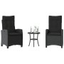 Table and chairs with cushions 3 pieces black synthetic rattan by , Garden sets - Ref: Foro24-365225, Price: 329,99 €, Discou...