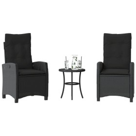 Table and chairs with cushions 3 pieces black synthetic rattan by , Garden sets - Ref: Foro24-365225, Price: 329,88 €, Discou...