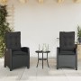 Table and chairs with cushions 3 pieces black synthetic rattan by , Garden sets - Ref: Foro24-365225, Price: 329,99 €, Discou...