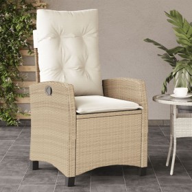 Reclining garden chair with beige synthetic rattan cushions by , Garden chairs - Ref: Foro24-365212, Price: 150,42 €, Discoun...