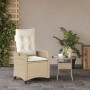 Silla de jardín reclinable con cojines ratán sintético beige de , Sillas de jardín - Ref: Foro24-365212, Precio: 150,42 €, De...