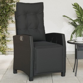 Sillón reclinable de jardín con reposapiés ratán PE negro de , Sillas de jardín - Ref: Foro24-365233, Precio: 163,99 €, Descu...